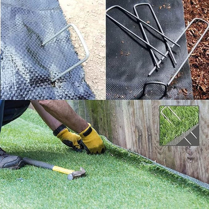 12 Inch Garden Landscape Staples Stakes, 26 Pcs Galvanized Garden Stakes Heavy Duty Metal Ground Stakes for Securing Lawn Fabric