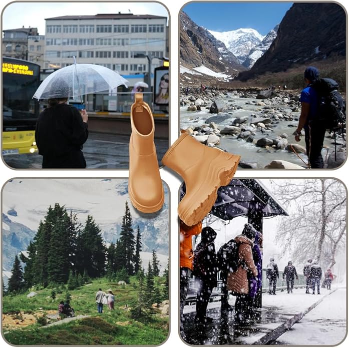 Women's Waterproof Chelsea Ankle Rain Boots, Slip-On Style, Outdoor Weather Protection