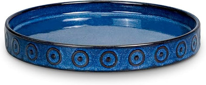 Ceramic Plant Saucer, Plant Water Catcher Tray for Indoor Outdoors, 5.6 Inch Plant Pot Saucers, Round Plants Plates to Catch Water, Boho Decorative Plants Dishes to Catch Water, Blue