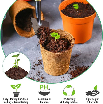Riare 50 Pcs 50mm Organic Coco Coir Seed Starter Soil, Compressed Coconut Coir Potting Soil Mix for Seed Starting, Coconut Fiber Pellet for Planting Indoor & Outdoor Plants, Vegetables, Garden
