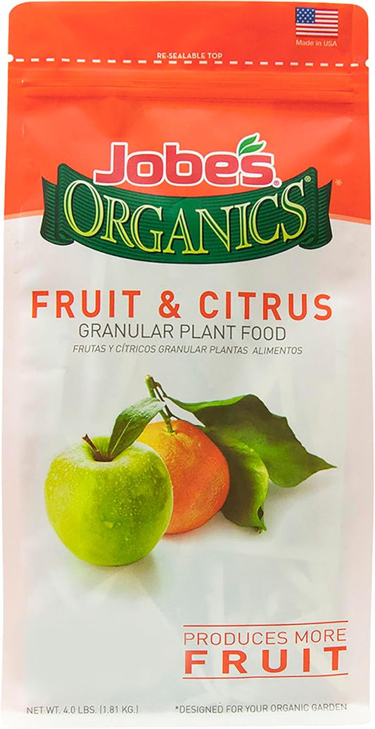 Jobe’s Organics Granular Garden Fertilizer, Easy Plant Care Fertilizer for Fruit and Citrus Plants and Trees, 4 lbs Bag