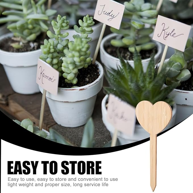 20Pcs Wooden Heart Design Plant Labels Garden Markers for Potted Plants Durable Wooden Tags for Plant Identification and Decoration Indoor and Outdoor Use