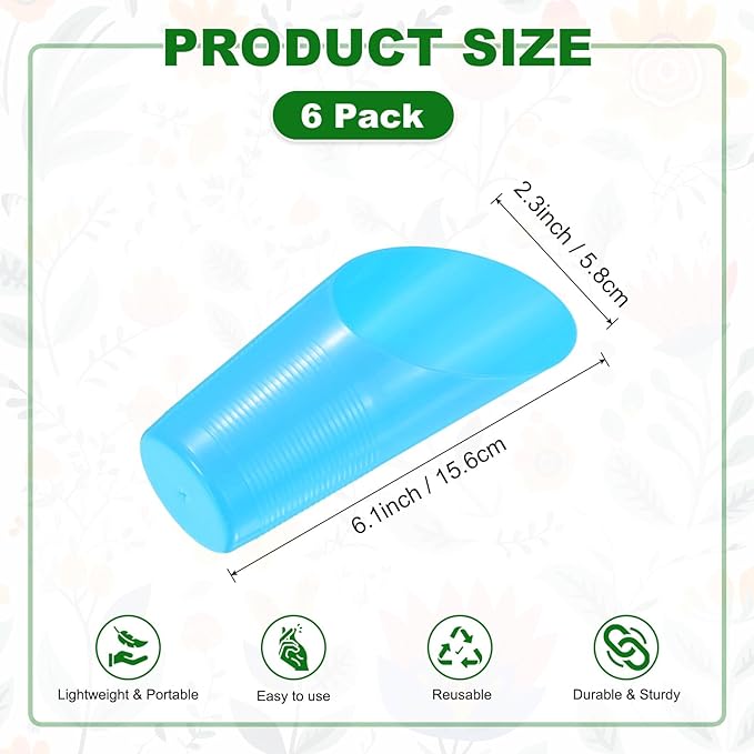 6-Pack Bonsai Soil Scoops, Plastic Garden Soil Scoops Bucket Shovel Potting Scoopers for Transplanting/Flower Planting/Plant Succulent, Colorful Small Gardening Tools [Blue]