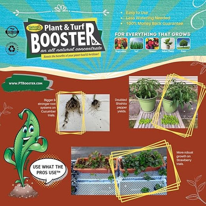 Nature's Wonder Plant & Turf Booster, 30 oz | Organic Soil Conditioner & Root Booster for Plants - Concentrated Liquid Biostimulant with Fulvic Humic Acid for Plants, Potting Soil, Flowers & Lawns