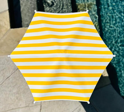 Fixed Plant Shade for Potted Plants 28" x 30" Outdoor Container Sun Shade Cover Premium Fabric Canopy with Fiberglass Frame & Soil Anchor Stripes & Solids Assembly Required