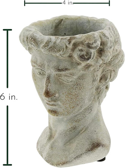 The Bridge Collection Antique Style Old World Greek Statue Head Cement Face Planter Pot