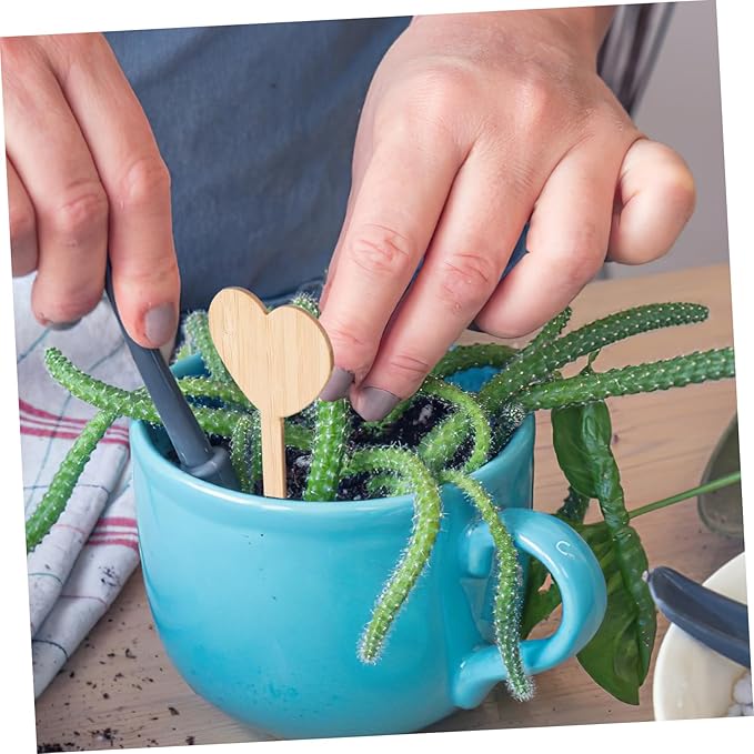 20pcs Wooden Heart Plant Labels - Cute Garden Markers for Potted Plants - Durable Plant Tags for Use