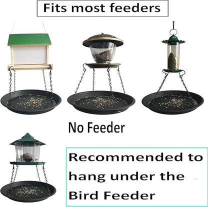 12.8" Homes Garden Platform Bird Feeder, Large Hanging Tray Squirrel Feeder, Seed Catcher Tray, Bird Viewing, Backyard, Large Capacity, Black