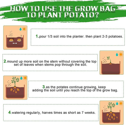 10 Pcs 15 Gallon Potato Grow Bags with Flap Grow Containers Bucket Nonwoven Fabric Garden Bags Potato Planter Pots with Handles Potato Growing Containers for Planting Potatoes Tomato Vegetables, Black