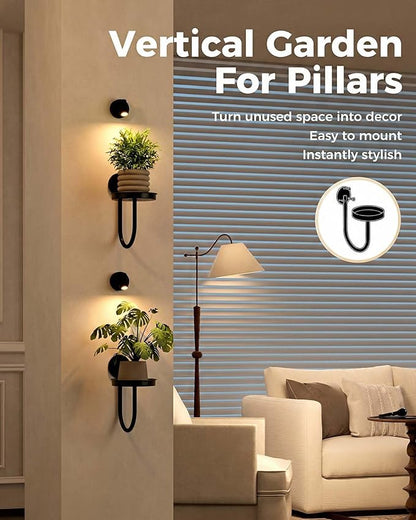 Leaf&lull Wall Plant Holder Plant Stand with Lights Wall Planters for Indoor Plants with Planter Plant Hanger Hanging Plant Holder Wall Hanging Decor 2 Pack Black