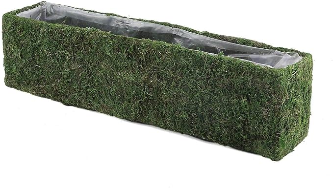 Efavormart 23.5" Rectangle Preserved Moss Planter Box Moss Covered Planters with Inner Lining