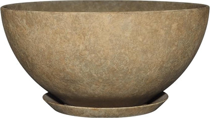 Classic Home and Garden Rosie Modern Planter w/Drainage - Contemporary Planter Bowls - Shallow Round Vases for Small Plants - Versatile Indoor & Outdoor Pots (10” Earth)
