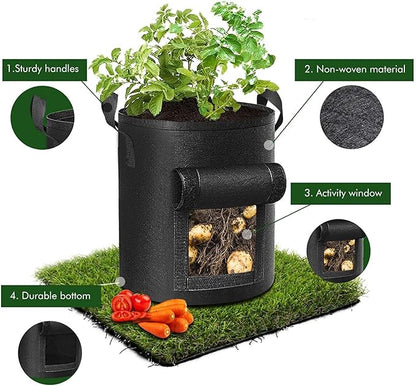 Ulalaza 5 PCS Potato Grow Bags 7 Gallon with Flap Plant Grow Bags Bags for Growing Potatoes Tomato and Fruits Outdoor 35cm/13.7inch in Diameter 28cm/11inch in Height