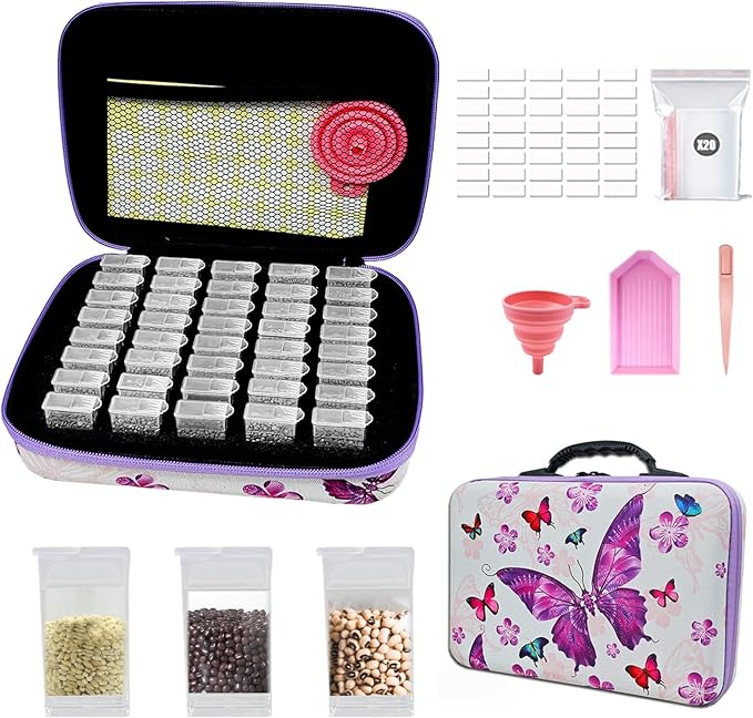 40 Slots Seed Storage Organizer, Seed Organizer with 40 Label Stickers, 20 Clear Storage Bags, Seed Storage Container for Flower Vegetable Plants Garden Seeds Saving (40 Slots)