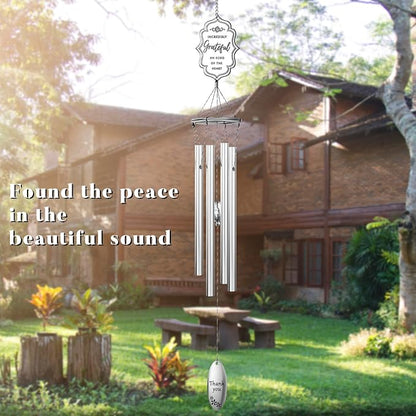 Outdoors Wind Chimes Soothing Melodic Tones Aluminum Chime Great as a Gift for Your Patio Porch Garden and Backyard (22" Silvery)