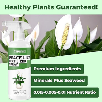 Peace Lily Fertilizer Spray, Gentle Foliar Feeding Spray for Healthy Leaves and Plants, Liquid Fertilizer by TPS Plant Foods, 16oz (475ml)