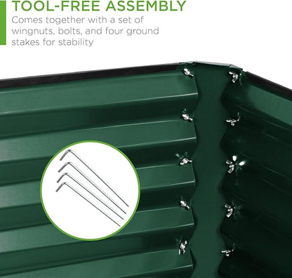 Best Choice Products 6x3x2ft Outdoor Metal Raised Garden Bed, Deep Root Box Planter for Vegetables, Flowers, Herbs, 269 Gallon Capacity, 100% Non Toxic Materials - Dark Green