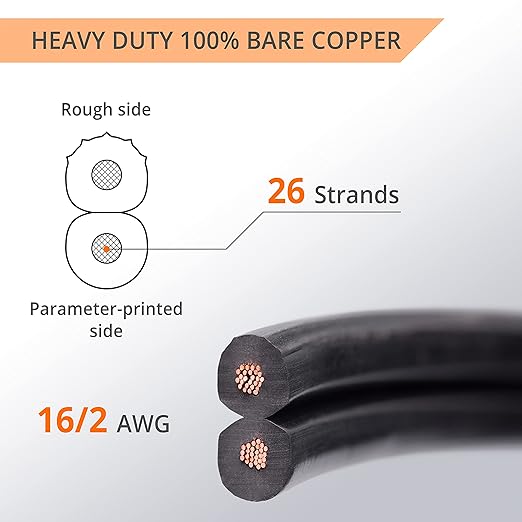 Wirefy 16/2 Low Voltage Landscape Wire 100 ft | Low Voltage Landscape Lighting Wire | Pure Copper | Outdoor Direct Burial | 16-Gauge 2-Conductor 100 Feet | UL Listed