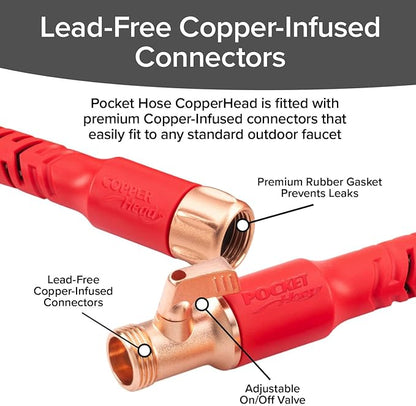 Pocket Hose Copper Head w/New Pocket Pivot Expandable Garden Hose 150FT, AS SEEN ON TV, Swivels 360°, Advanced Tri-Tex Tubing & Force Field Jacket, 3X Stronger, Lead-Free, No-Kink, Anti-Burst w/APT