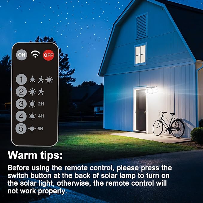 EMANER Solar Motion Lights Outdoor | Remote Control Brightest Flood Light Outside Dusk to Dawn, Waterproof Solar Security Spot Lights 5 Modes for House Wall Mount Backyard Garden, 2Pack