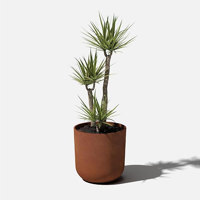 Veradek Patina Series Kona Planter - Round Planter for Outdoor Porch/Garden | Naturally Rusting Planter for All-Weather Use