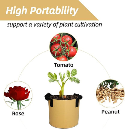 Grow Bags,Growing Pot Bags Garden Grow Bag Indoor Outdoor Fabric Aeration Plant Pot Container Flower Vegetable Pouch (Khaki,1 Gallon)