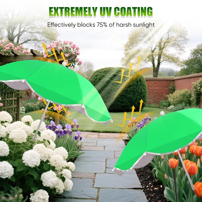 Plant Umbrellas for Outdoor Plants, 25inch Plant Shades for Outdoor Plants with Durable 40'' High M-Shaped Plug for Stronger Wind Resistanc for Plants, Potted Plant, Garden Beds