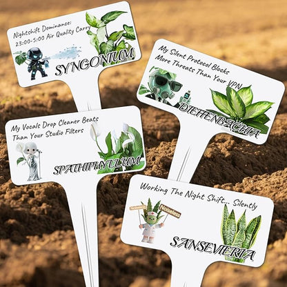 Whimsical Air Purifying Plant Character Garden Markers-17Pcs Garden Labels for Indoor House,Durable Waterproof Signs for Snake Plant,Housewarming Gift,New Home House Gift