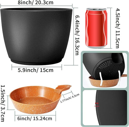 GARDIFE Plant Pots Set of 2 Pack 8 inch,Planters for Indoor Plants with Drainage Holes, Modern Decorative Flower Pots for All House Plants, Flowers, Black&Brown