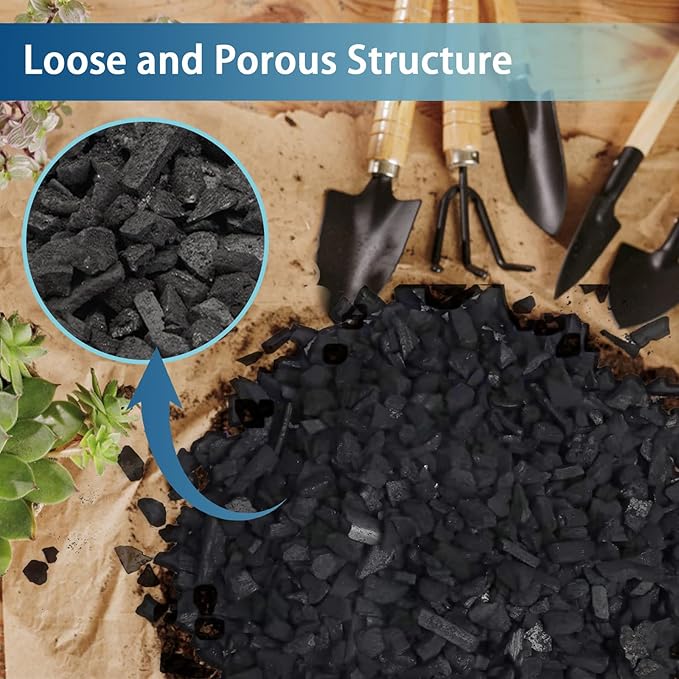 Horticulture Charcoal for Plants 1qt, Activated Hardwood Charcoal as Soil Amendment for Bonsai, Succulent, Terrarium Supplies, Indoor Plant Potting Soil