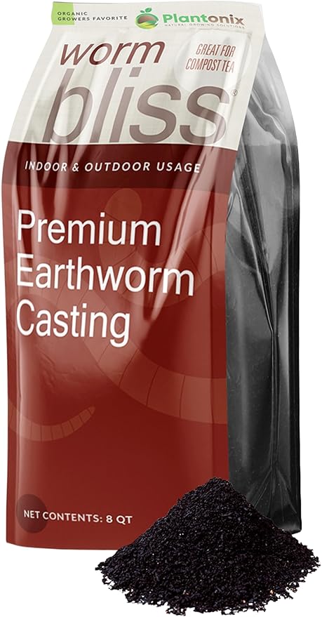 Perlite Bliss (8 Qts) + Worm Bliss (8 Qts) - Organic Perlite for Plants & Worm Castings for Plants - Earthworm Castings Organic Worm Fertilizer - Horticultural Perlite for Gardening & Potting Soil