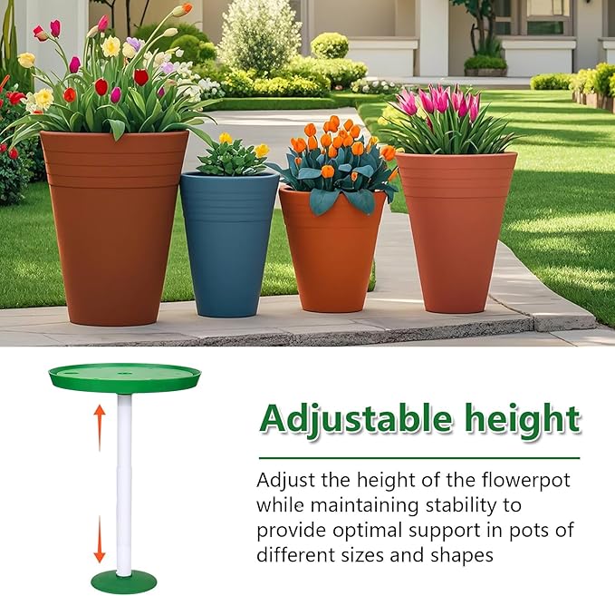 Adjustable Height Planter Inserts for Large Pots, Portable Planter Filler Plant, Lift Inserts for Indoor Outdoor Tall Taper Flower Pot, (11-17” Rise, 6" Base, 8" or 10" Top) (Green, shorts)