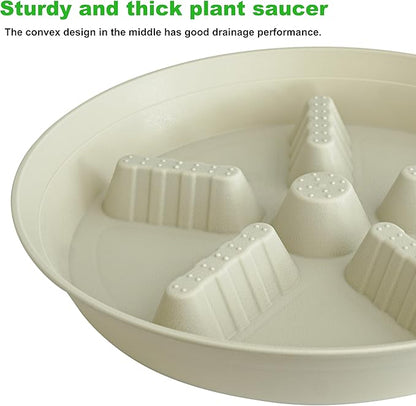 4 Pack Plant Saucer 14 inch, Plastic Plant Saucers for Indoors, Raised Middle Plant Trays for Pots, Water Tray for Plants, Plant Stand Water Catcher Tray, Pot Saucers for Plants