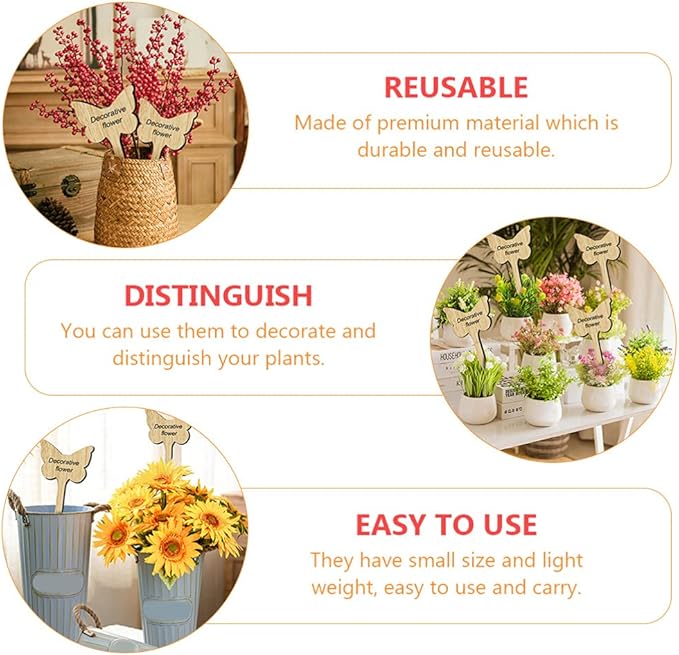 Green Decor 30pcs Wooden Bamboo Plant Labels Nursery Garden Flowerpot Plant Sign Inserted Tags Stakes Sticks for Flowers Vegetables Seedlings Chalkboard Signs