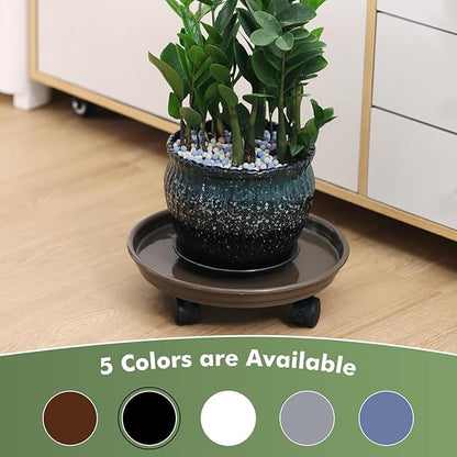 5 Packs Plant Caddy with Wheels 11.8" Plastic Rolling Plant Stands Heavy-Duty Plant Dolly with Casters Indoor Outdoor Wheeled Plant Roller Base Large Planter Saucers Plant Mover