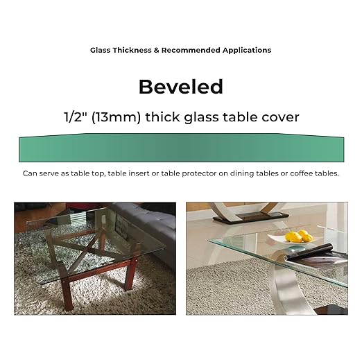 Custom Cut Glass 1/2" Thick - Clear Tempered Glass Cut to Size - Square Replacement Glass for Tabletops, Glass Shelves, Windows with Bevel Edge by Fab Glass and Mirror