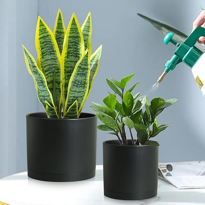 Large Plant Pots Set of 3 – 8", 9", 10" Indoor Flower Pots with Drainage Holes and Saucers, Big Planters for Monstera, Fiddle Leaf Fig, Snake Plant – 5 Colors