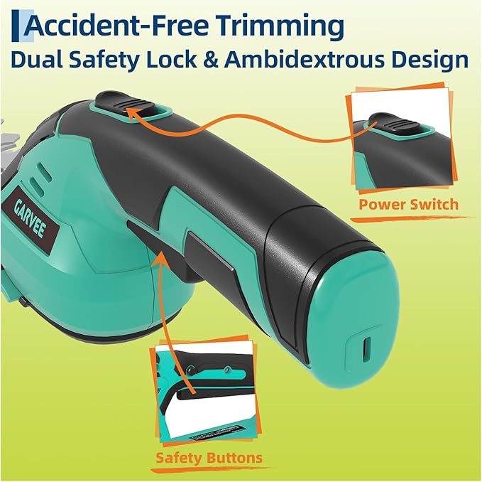 Garvee 2 in 1 Handheld 7.2V Electric Grass Trimmer Hedge Shears/Grass Cutter Rechargeable Lithium-Ion Battery and Type-C Cable Included Cordless Grass Shear & Shrubbery Trimmer
