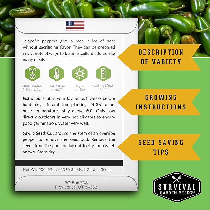 5 Variety Salsa Garden Seed Kit – Seeds for Planting Tomato, Tomatillo, Onion, Jalapeño & Cilantro | Non-GMO Heirloom Collection by Survival Garden Seeds