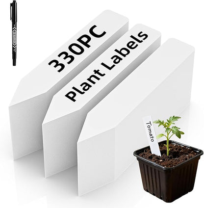 330Pcs Plant Labels with Marker Pen, 4" Plant Tags for Garden Waterproof, Reusable Plastic Plant Markers Garden Labels for Seedlings, Vegetables, Flowers, Gardening Organization Kit