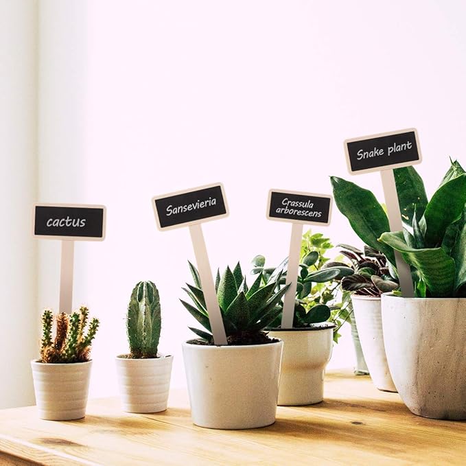 Exceart Mini Wooden Chalkboard Plant Labels Wooden Plant Markers Tags Nursery Garden Labels Planter Pot Markers Stakes for Home Gardening Supplies 40pcs