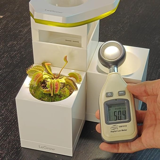 LeGrow Venus Fly Trap Pot, 50000lux Grow Light with Timer, 7 Days Watering Free, Indoor Planter with Drainage Hole & Self-Watering Tray for Carnivorous Plant, Sundew, Succulent, Cactus [No Plant]