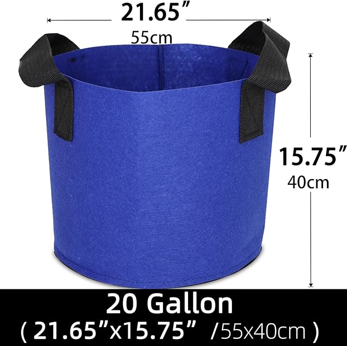 Grow Bags,Growing Pot Bags Garden Grow Bag Indoor Outdoor Fabric Aeration Plant Pot Container Flower Vegetable Pouch (Dark Blue,20Gallon)