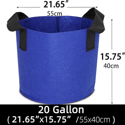 Grow Bags,Growing Pot Bags Garden Grow Bag Indoor Outdoor Fabric Aeration Plant Pot Container Flower Vegetable Pouch (Dark Blue,20Gallon)