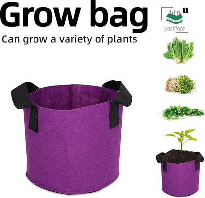 Grow Bags,Growing Pot Bags Garden Grow Bag Indoor Outdoor Fabric Aeration Plant Pot Container Flower Vegetable Pouch (Purple,1 Gallon)