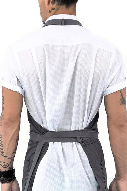 Under NY Sky No-Tie Twill Apron - Leather Reinforcement, Split-Leg