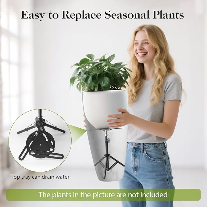 AZEAM Adjustable Plant Risers for Inside Pots, 2 PCS Planter Inserts Fillers for Large Flower Pots, Height Planter Lifter Stand for Outdoor Indoor Plants, 13"- 24" Raise with 4"-12" Top Support