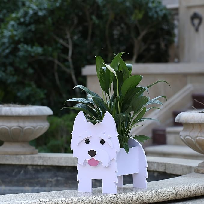 Westie Dog Planter Plant Pot, Cute Dog Flower Pot for Garden Decoration, Westie Gifts for Dog Lovers Women, Westie Shape Plant Container Holder for Outdoor Indoor Stuff Gift Small Westie