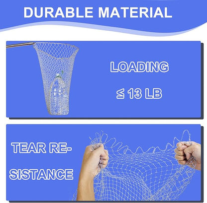 Chicken Catching Net 2 Pcs, Chicken Net for Chicken Supplies, Stainless Steel Poultry Catcher for Catching Small Chicken, Goose, Ducks, Fish, Birds(2 Nets, 1 Pole Included