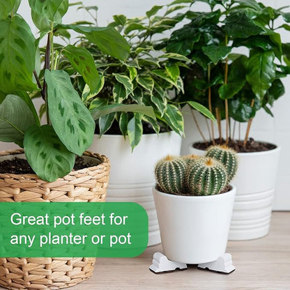 Kigeli 6 Pcs Resin Garden Pot Feet for Outdoor Planters 3 Inch Long 1.5 Inch Tall Flower Handmade Elevator Plant Feet Frost Proof Lifter for 14-20 in Pot (White,Classic)